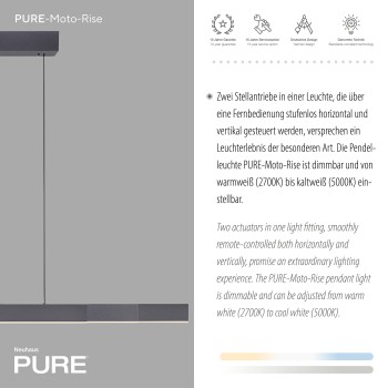 Lustra LED PURE MOTO-RISE negru Zuma Line 2545-18, 200x8.2 cm, 13W