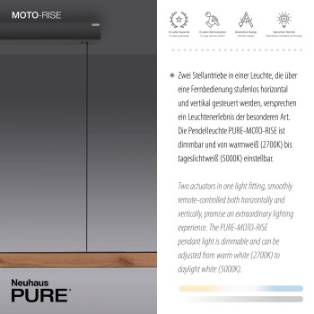 Lustra LED PURE MOTO-RISE lemn natural Zuma Line 2545-79, 200x8.2 cm, 13W