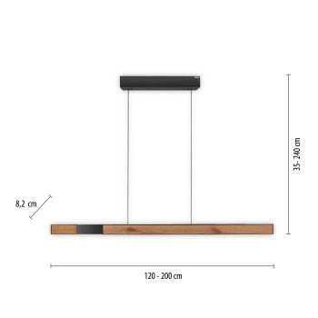Lustra LED PURE MOTO-RISE lemn natural Zuma Line 2545-79, 200x8.2 cm, 13W