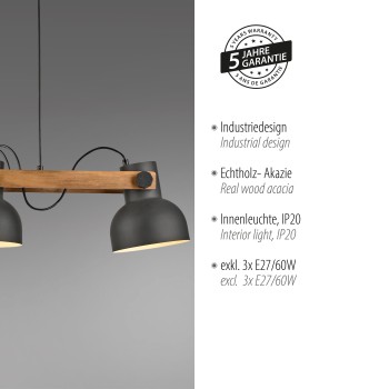 Lustra CUP 2.0 negru Zuma Line 15743-18, 120x16.6 cm, 3xE27