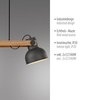 Lustra CUP 2.0 negru Zuma Line 15742-18, 120x16.6 cm, 2xE27