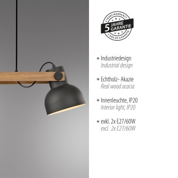 Lustra CUP 2.0 negru Zuma Line 15742-18, 120x16.6 cm, 2xE27