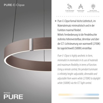 Lustra LED PURE E-CLIPSE maro metalic Zuma Line 2560-34, D50 cm, 20W