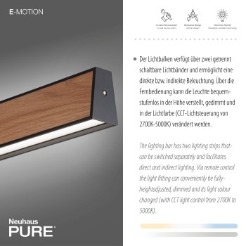 Lustra LED PURE E-MOTION negru Zuma Line 2570-79, 120x8.2 cm, 45W