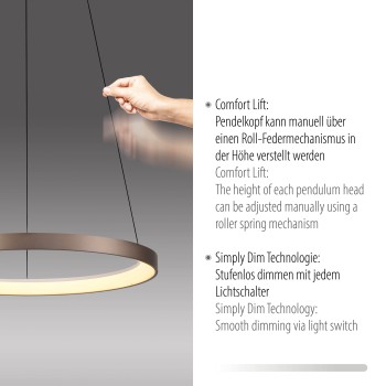 Lustra LED HOOP cafeniu Zuma Line 2851-36, D57 cm, 42W