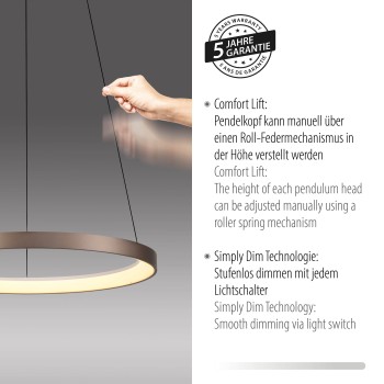 Lustra LED HOOP cafeniu Zuma Line 2851-36, D57 cm, 42W