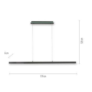 Lustra LED Q-ARIAN antracit Zuma Line 2569-13, 179x10.5 cm, 55W, RGB