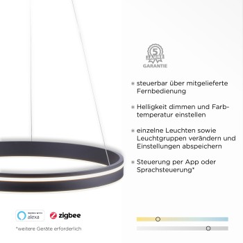 Lustra LED Q-VITO antracit Zuma Line 8411-13, D59 cm, 44W