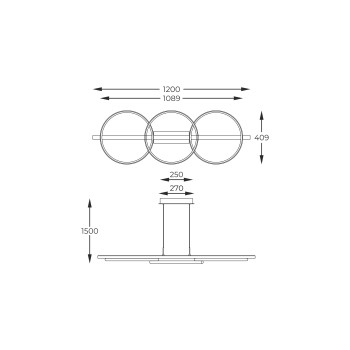 Lustra LED ALMERIA negru Zuma Line MD3913-3-3BWLT, 150x40.9 cm, 35W